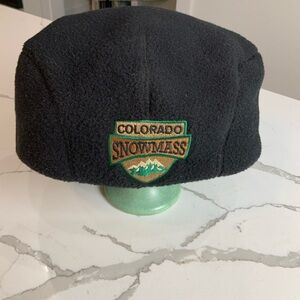 Vintage 90s Merkley Headgear Snowmass Colorado Fleece Newsboy Cap